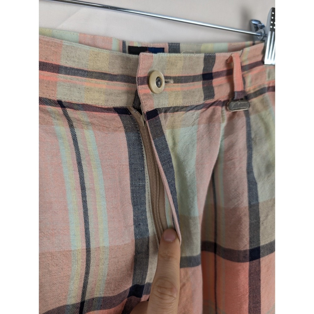 Vtg Callaway Golf Apparel Plaid Shorts Womens Linen Blend High Waist Golf XS S 4 - Picture 5 of 9